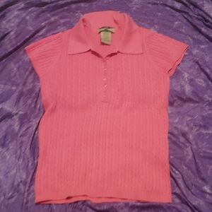 Women’s Pink Polo Ribbed Knit Top
